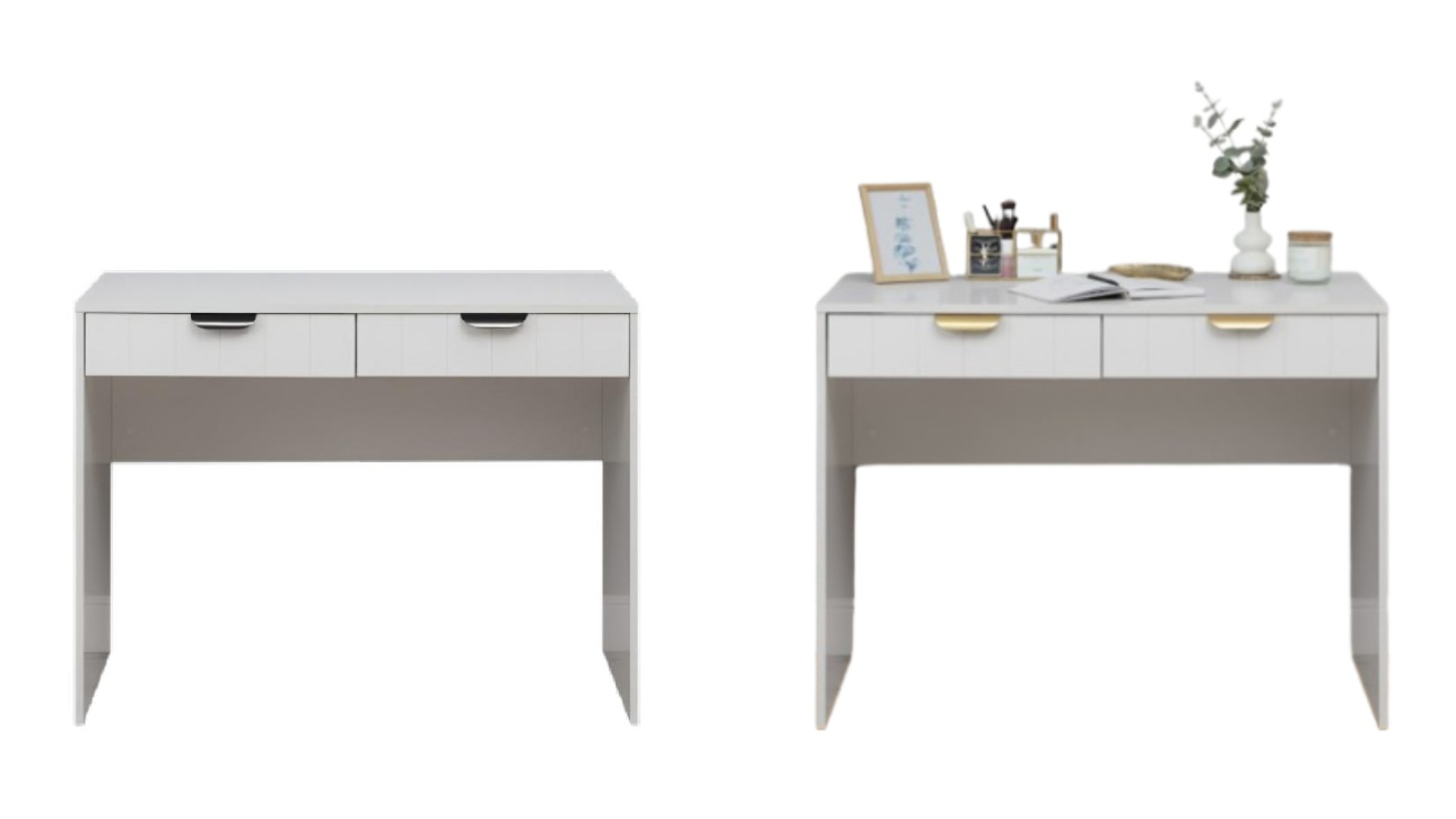European Cabinetry White Vj Panel Odessa Desk - Pull Handle