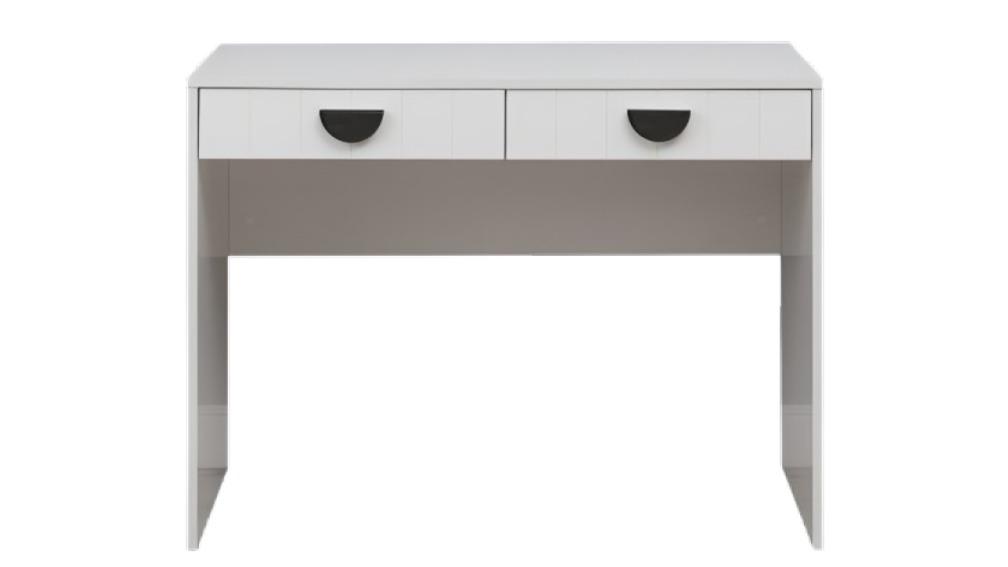 European Cabinetry White Vj Panel Odessa Desk - Black Half Moon Handle