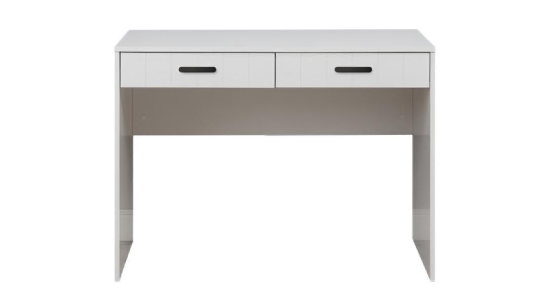 European Cabinetry White Vj Panel Odessa Desk - Black Oval Handle