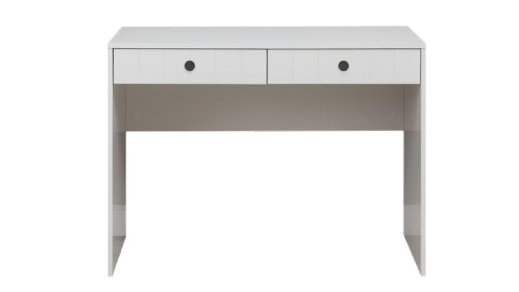 European Cabinetry White Vj Panel Odessa Desk - Black Round Handle