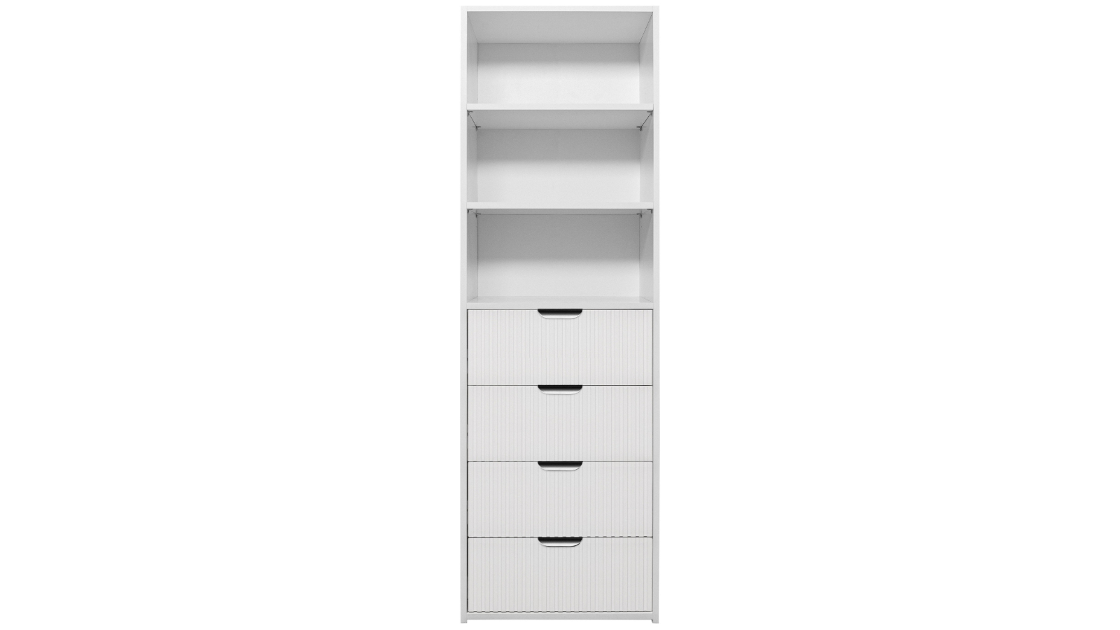 European Cabinetry Geneva Fluted Pull 3-Shelf Built-in 4-Drawer Wardrobe - White/Black