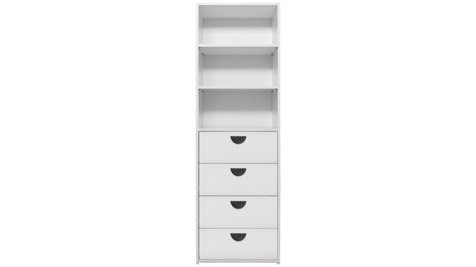 European Cabinetry Geneva Fluted Half Moon 3-Shelf Built-in 4-Drawer Wardrobe - White/Black