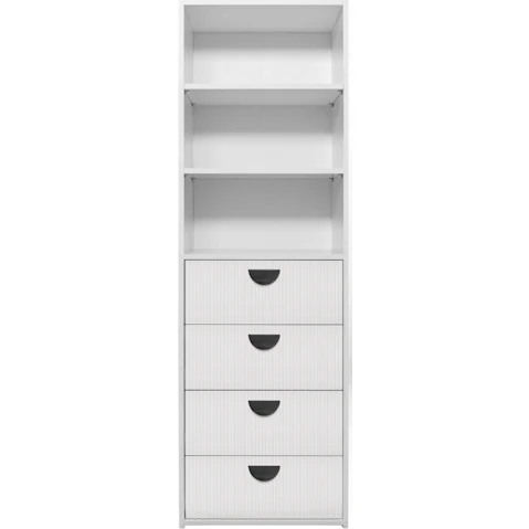 European Cabinetry Geneva Fluted Half Moon 3-Shelf Built-in 4-Drawer Wardrobe - White/Black