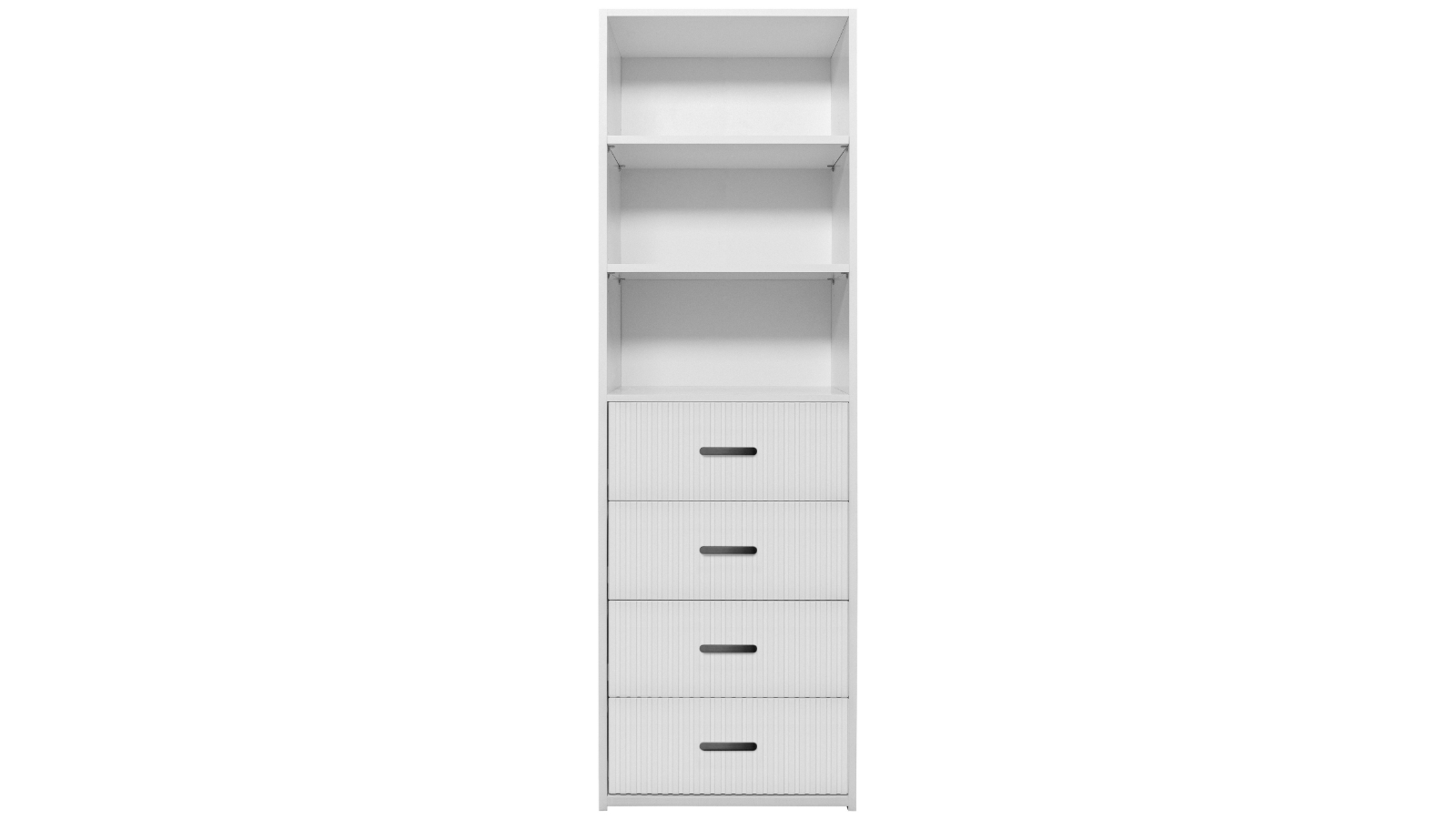 European Cabinetry Geneva Fluted Oval 3-Shelf Built-in 4-Drawer Wardrobe - White/Black