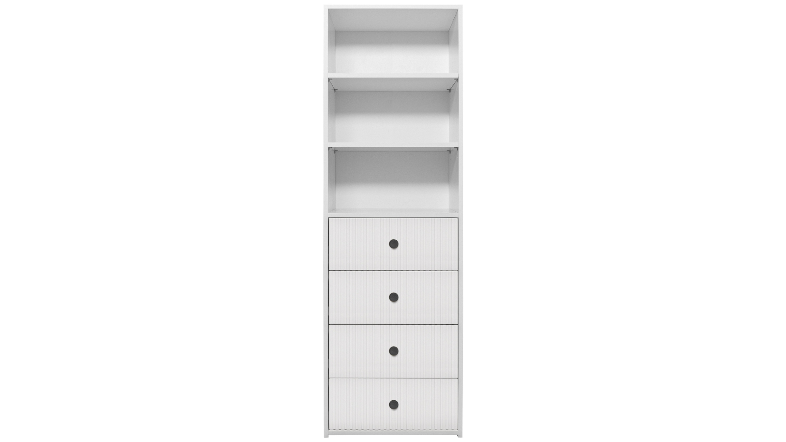 European Cabinetry Geneva Fluted Round 3-Shelf Built-in 4-Drawer Wardrobe - White/Black
