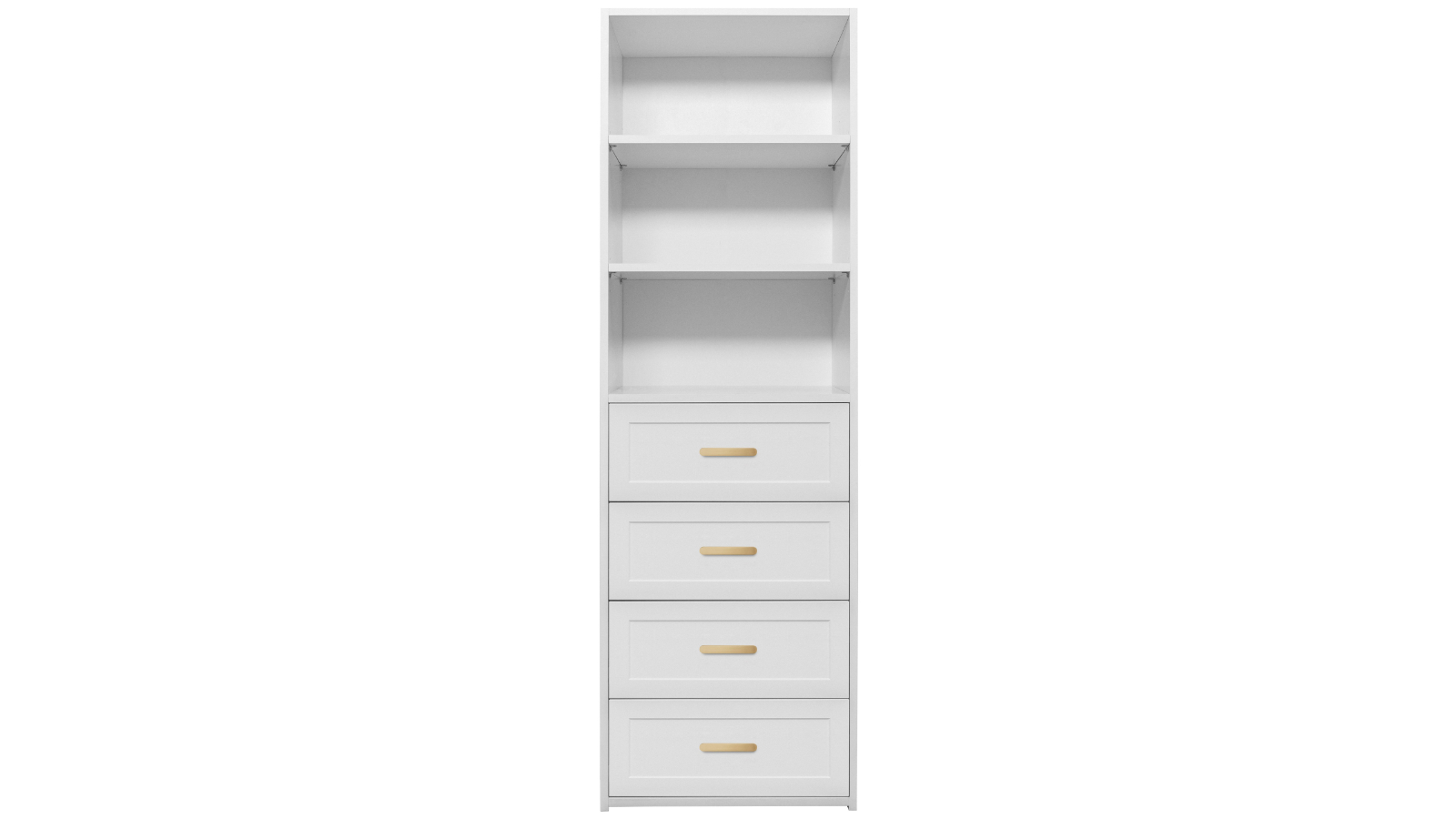 European Cabinetry Geneva Hampton Oval 3-Shelf Built-in 4-Drawer Wardrobe - White/Brass