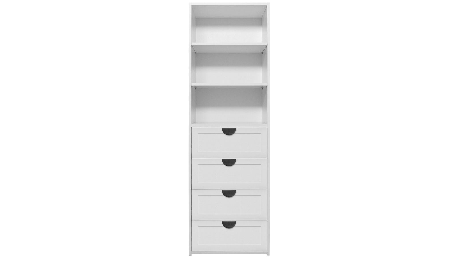 European Cabinetry Geneva Hampton Half Moon 3-Shelf Built-in 4-Drawer Wardrobe - White/Black
