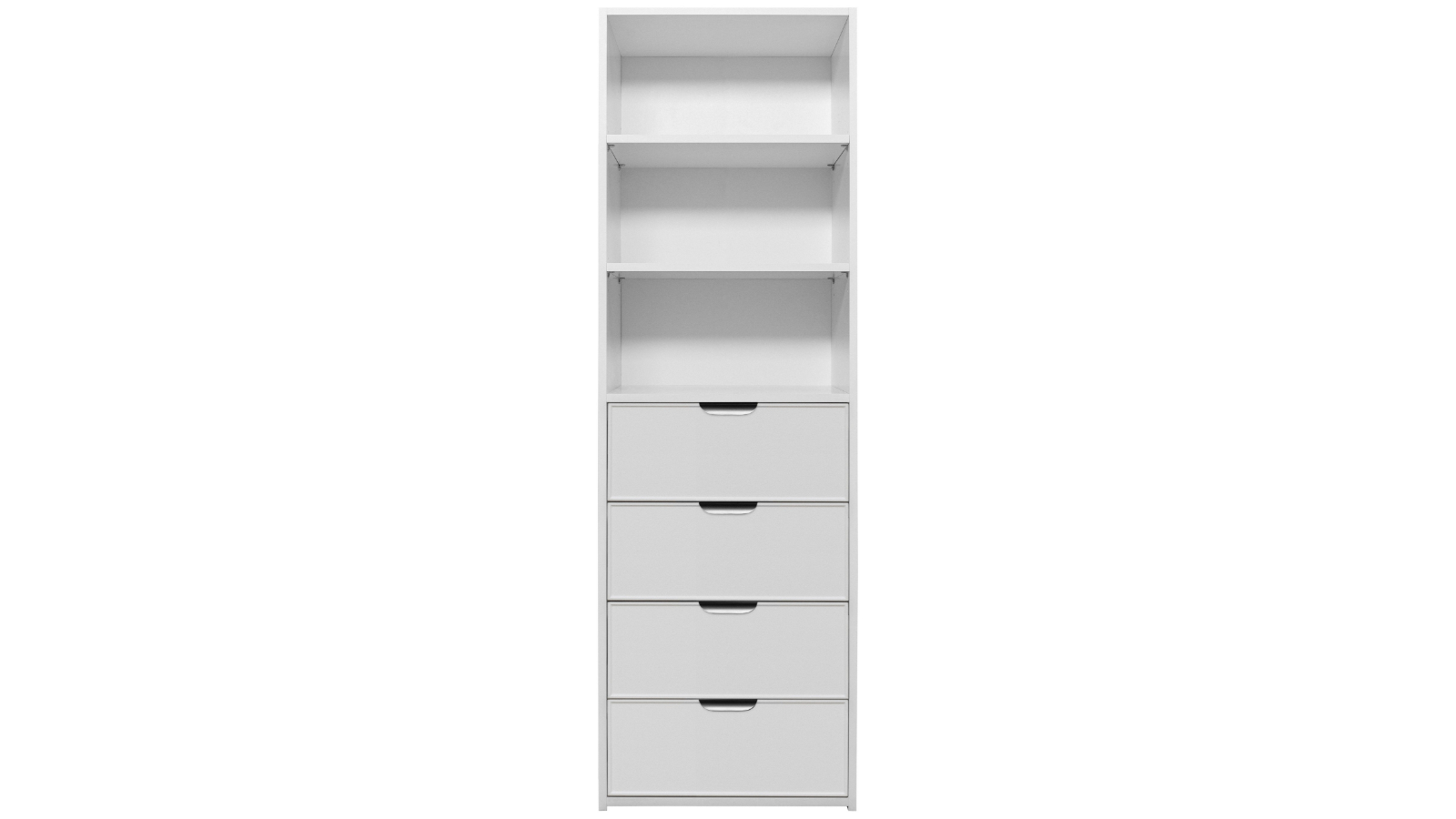 European Cabinetry Geneva Slim Pull 3-Shelf Built-in 4-Drawer Wardrobe - White/Black