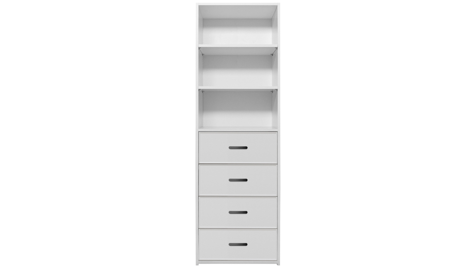 European Cabinetry Geneva Slim Oval 3-Shelf Built-in 4-Drawer Wardrobe - White/Black