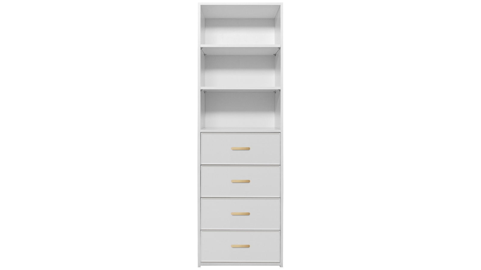 European Cabinetry Geneva Slim Oval 3-Shelf Built-in 4-Drawer Wardrobe - White/Brass