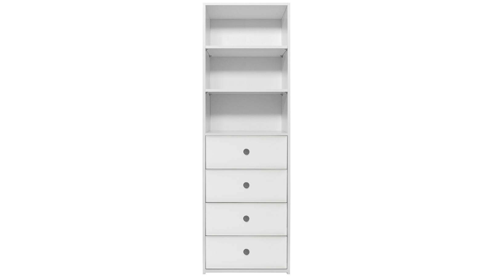 European Cabinetry Geneva Slim Round 3-Shelf Built-in 4-Drawer Wardrobe - White/Black