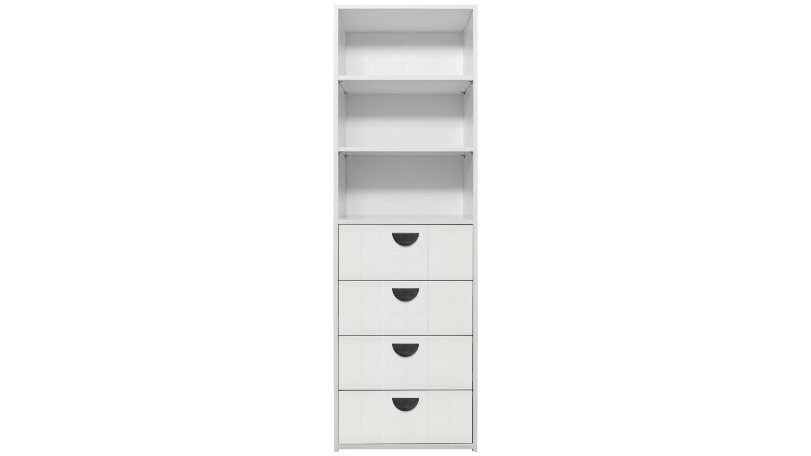 European Cabinetry Geneva VJ Panel Half Moon 3-Shelf Built-in 4-Drawer Wardrobe - White/BLack