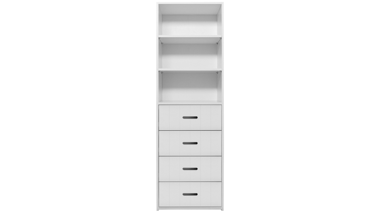 European Cabinetry Geneva VJ Panel Oval 3-Shelf Built-in 4-Drawer Wardrobe - White/Black