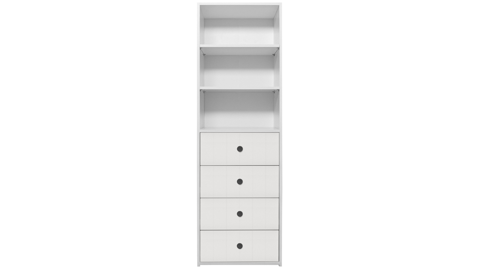European Cabinetry Geneva VJ Panel Round 3-Shelf Built-in 4-Drawer Wardrobe - White/Black