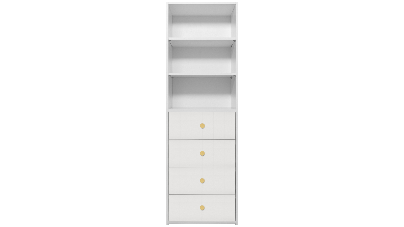 European Cabinetry Geneva VJ Panel Round 3-Shelf Built-in 4-Drawer Wardrobe - White/Brass