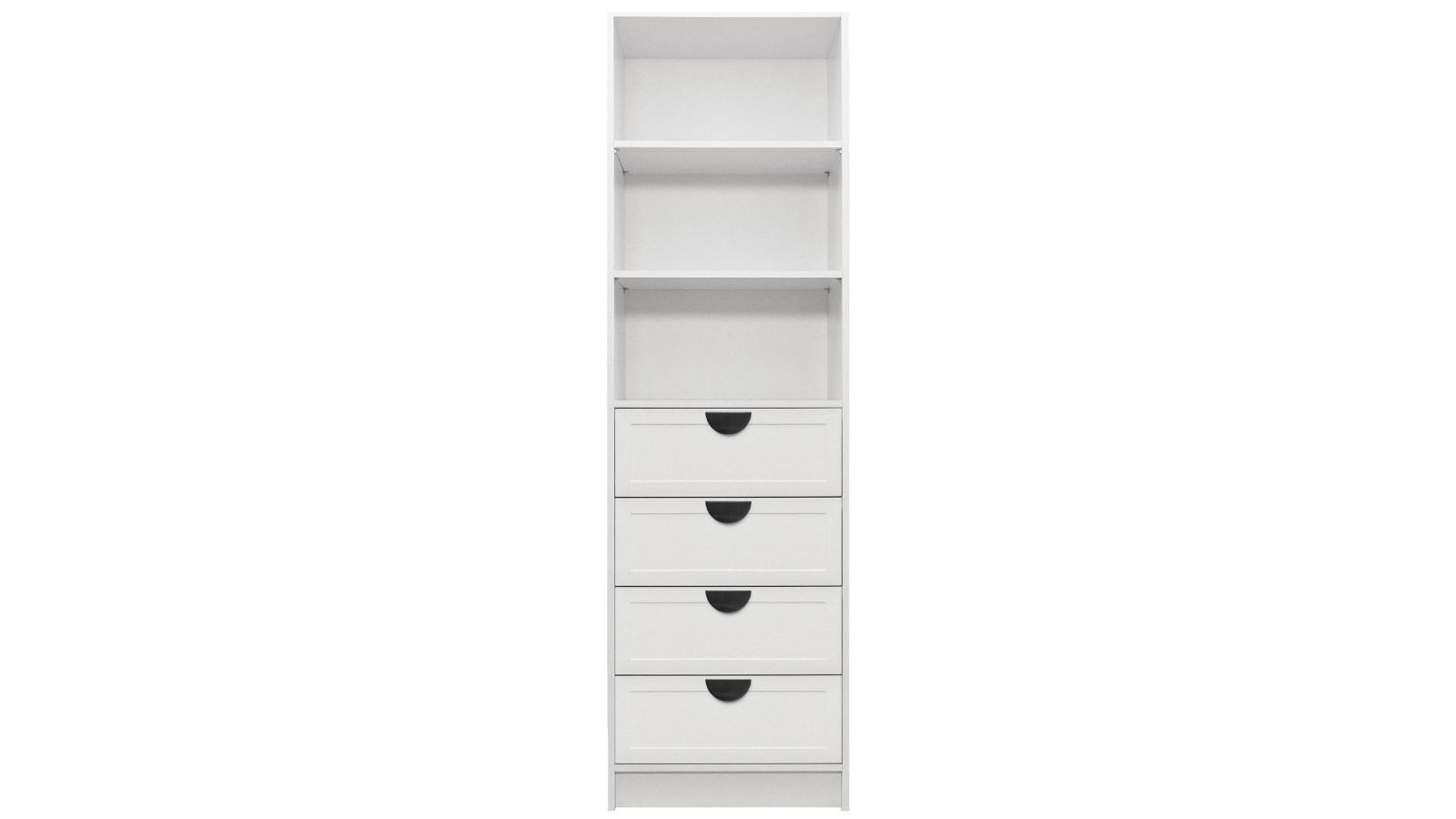European Cabinetry 3-Shelf/4-Drawer White Hamptons Half Moon Malmo Walk-in Wardrobe - Black
