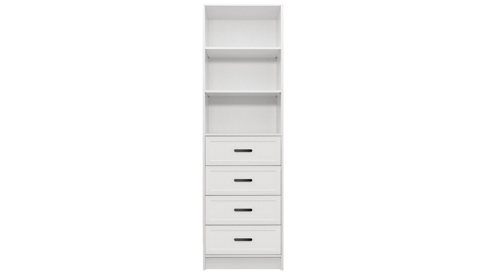 European Cabinetry 3-Shelf/4-Drawer White Hamptons Oval Malmo Walk-in Wardrobe - Black
