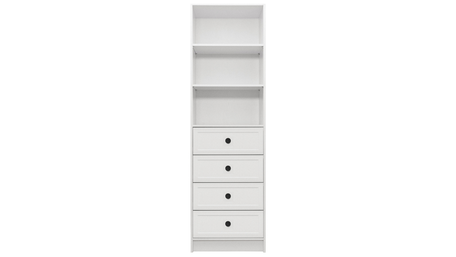 European Cabinetry 3-Shelf/4-Drawer White Hamptons Round Malmo Walk-in Wardrobe - Black