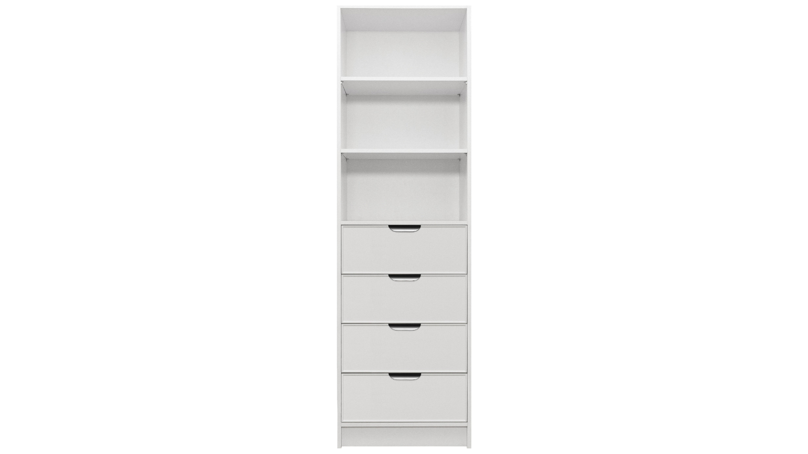European Cabinetry 3-Shelf/4-Drawer White Slim Pull Malmo Walk-in Wardrobe - Black