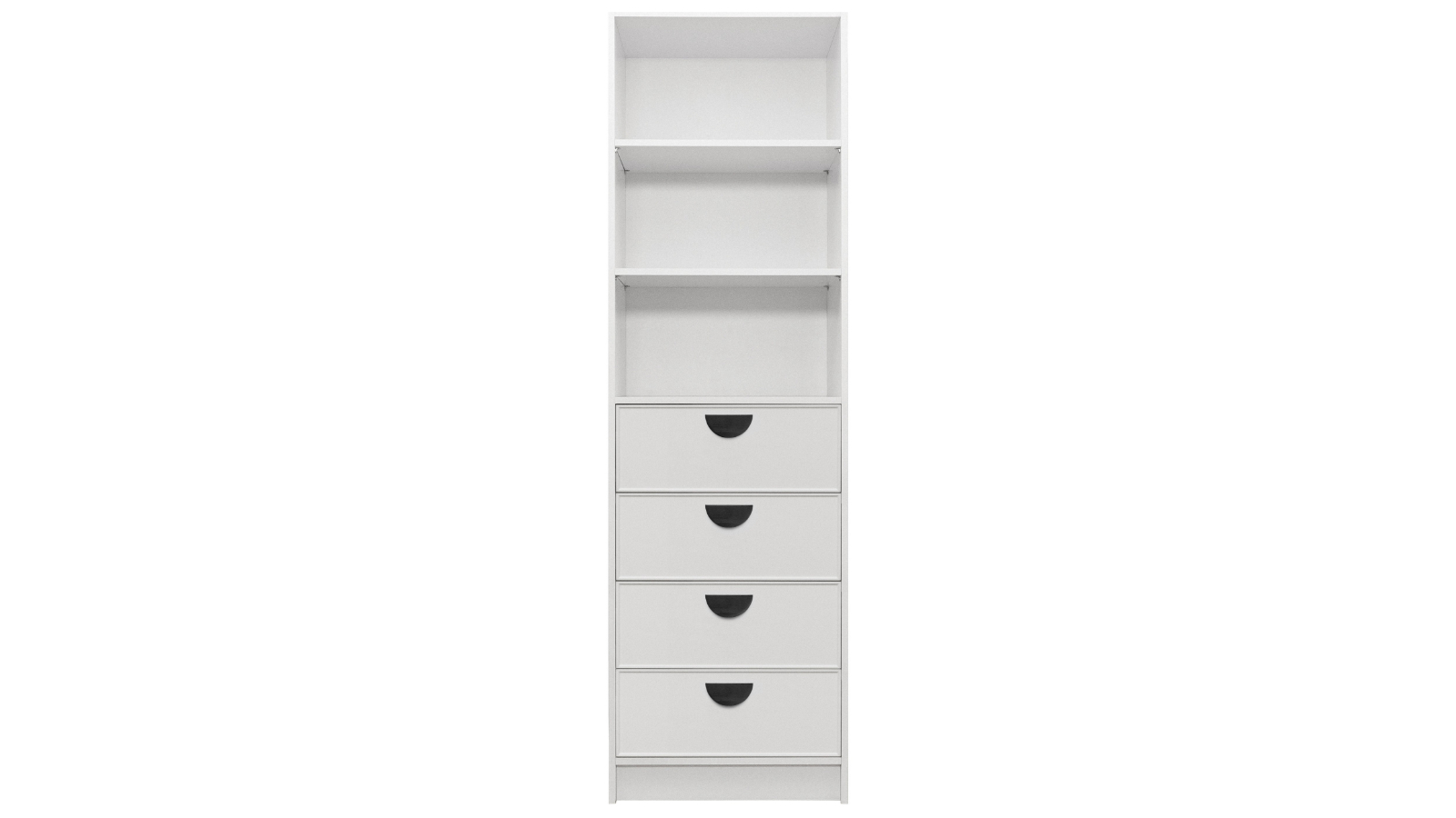 European Cabinetry 3-Shelf/4-Drawer White Slim Half Moon Malmo Walk-in Wardrobe - Black
