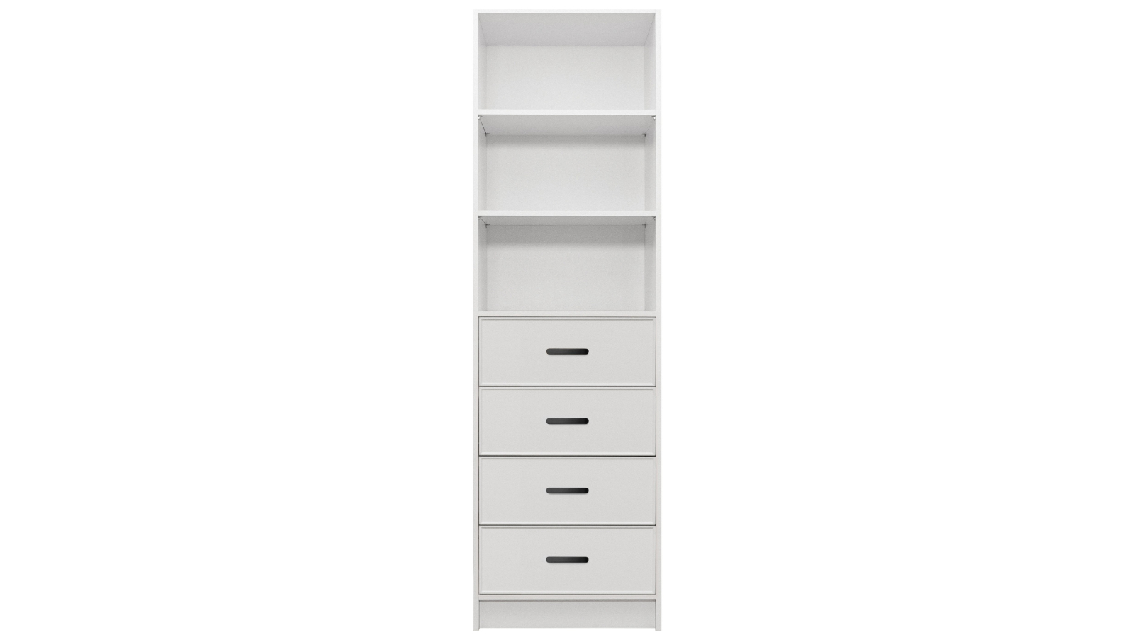 European Cabinetry 3-Shelf/4-Drawer White Slim Oval Malmo Walk-in Wardrobe - Black