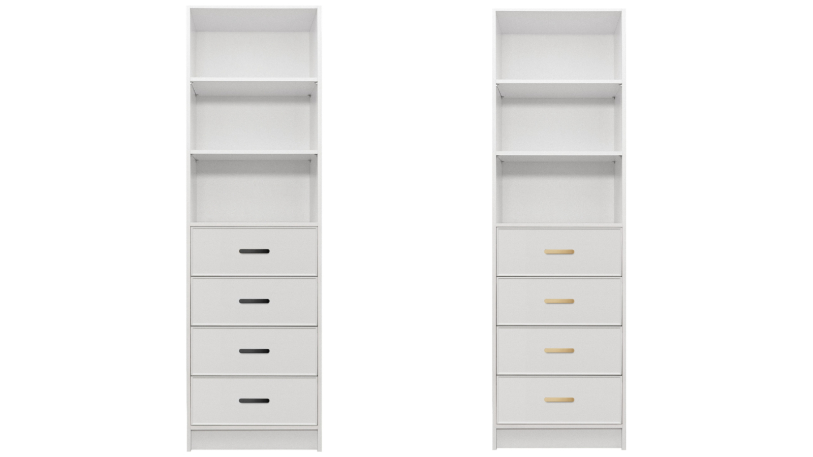 European Cabinetry 3-Shelf/4-Drawer White Slim Oval Malmo Walk-in Wardrobe