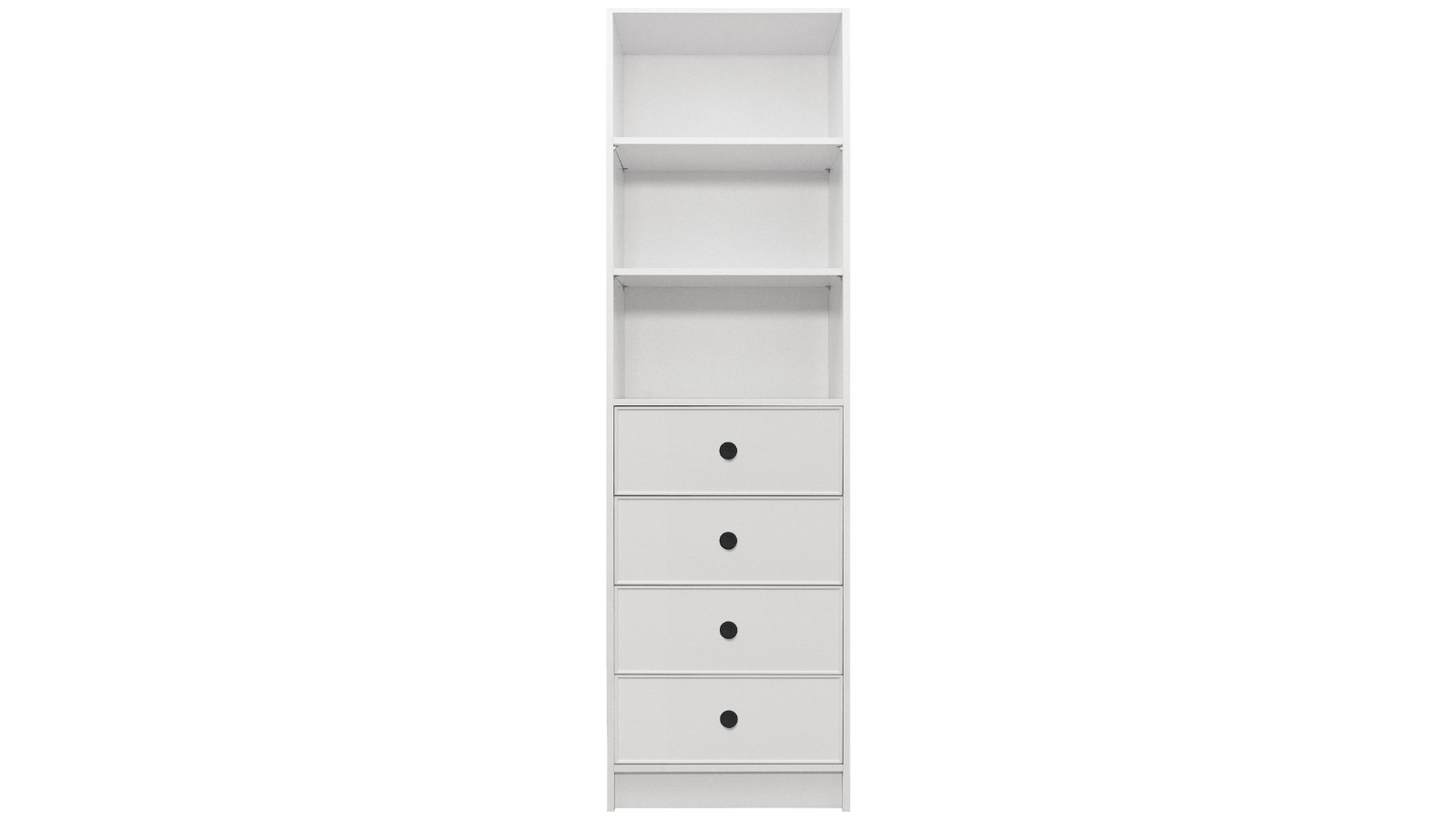 European Cabinetry 3-Shelf/4-Drawer White Slim Round Malmo Walk-in Wardrobe - Black