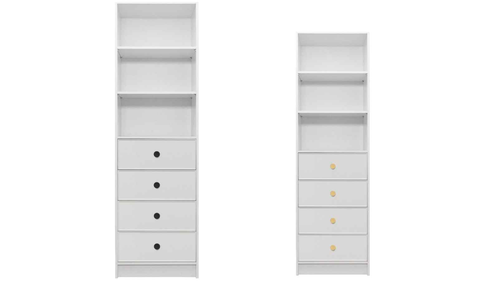 European Cabinetry 3-Shelf/4-Drawer White Slim Round Malmo Walk-in Wardrobe