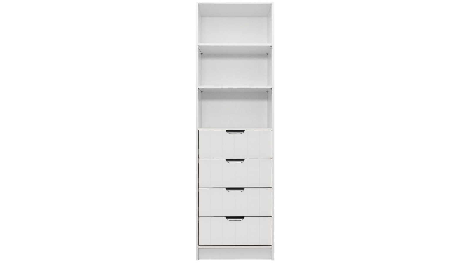 European Cabinetry 3-Shelf/4-Drawer White VJ Panel Pull Malmo Walk-in Wardrobe - Black