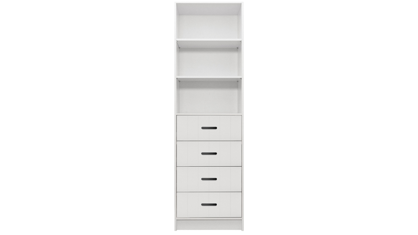 European Cabinetry 3-Shelf/4-Drawer White VJ Panel Oval Malmo Walk-in Wardrobe - Black