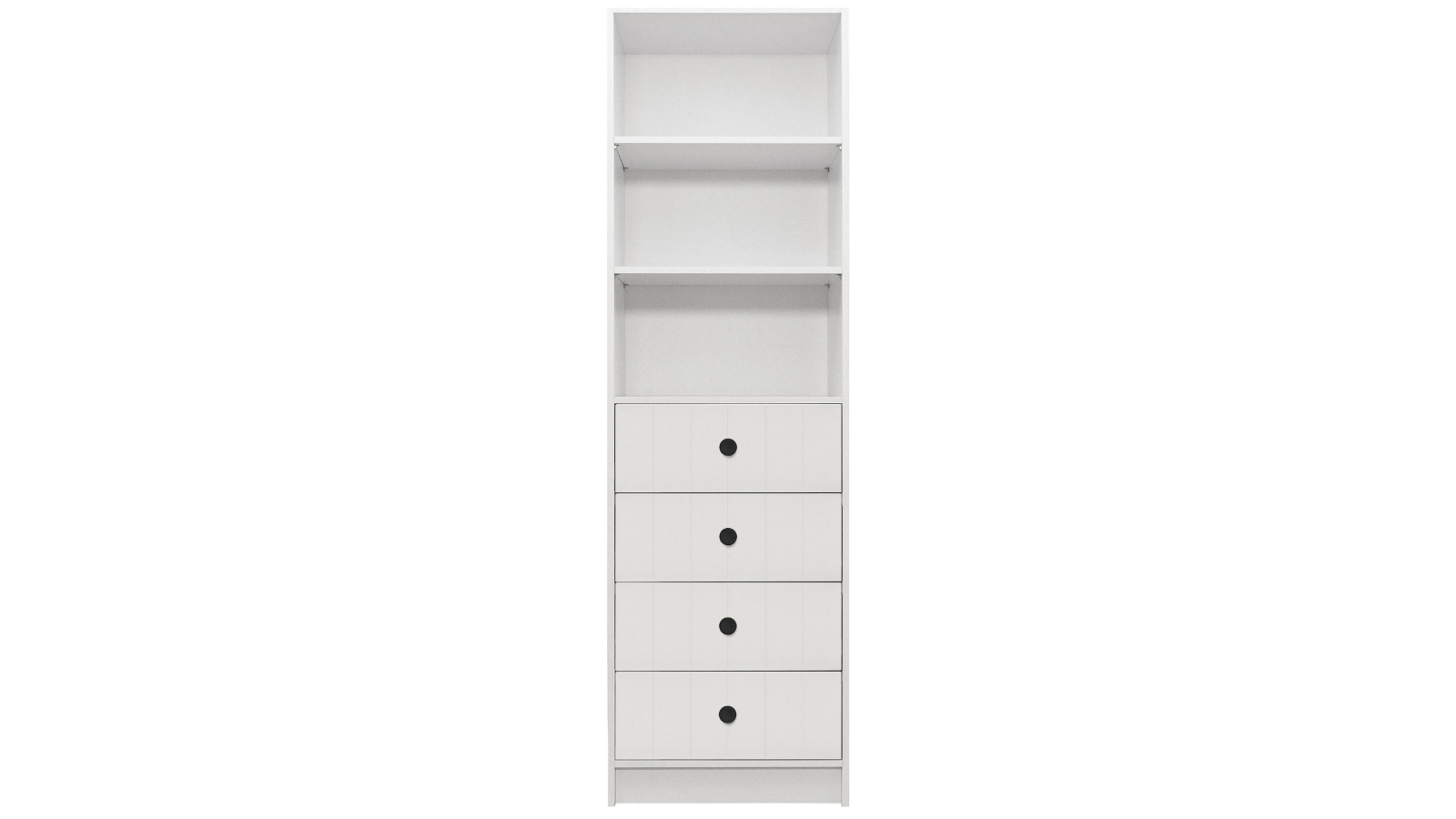 European Cabinetry 3-Shelf/4-Drawer White VJ Panel Round Malmo Walk-in Wardrobe - Black