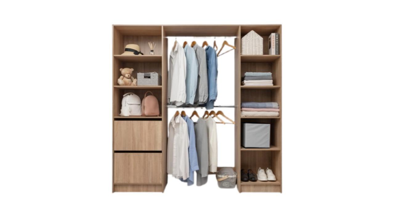 European Cabinetry 2metre Classic Basel Walk-in Wardrobe Kit - Natural Oak