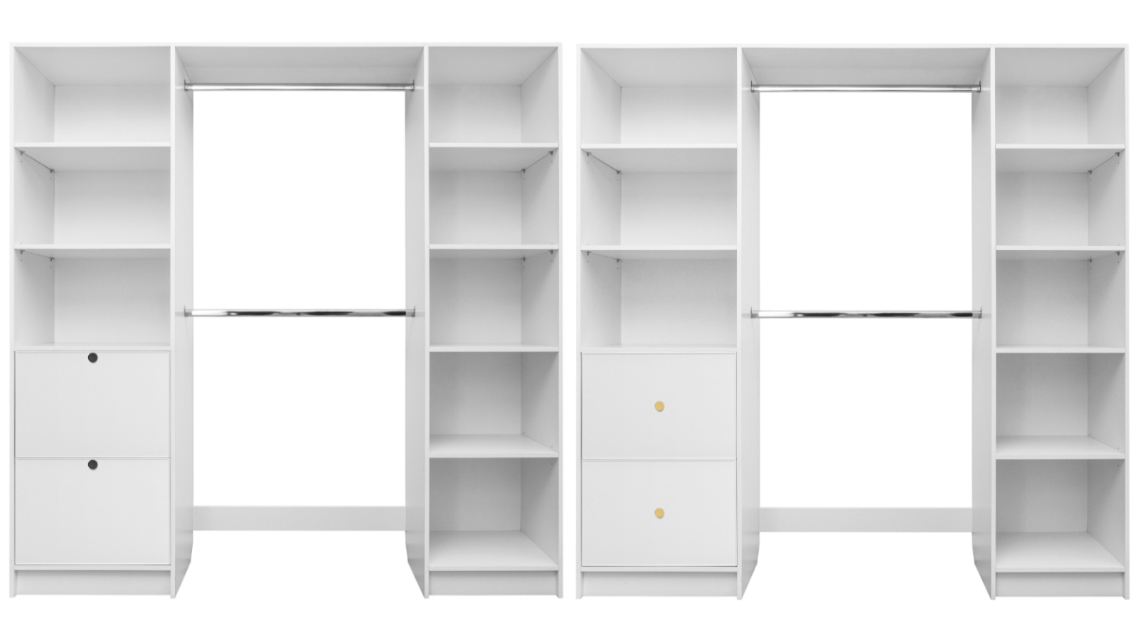 European Cabinetry Basel White Slim Round Walk-in Wardrobe Kit