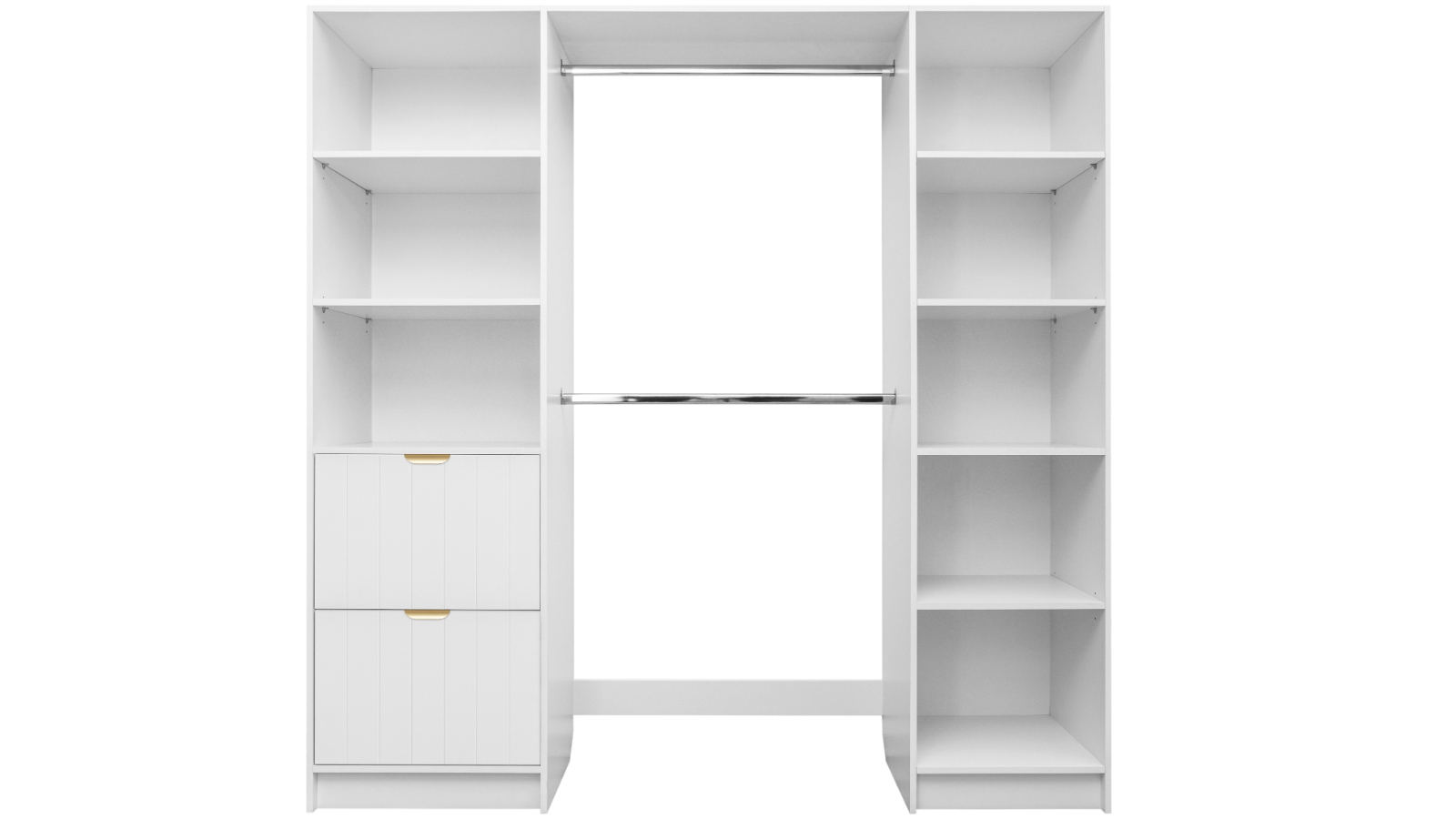 European Cabinetry Basel Pull VJ Panel Walk-in Wardrobe Kit - White/Brass