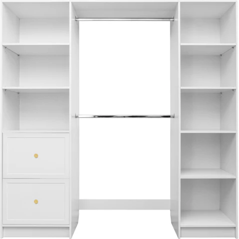 European Cabinetry Basel Round VJ Panel Walk-in Wardrobe Kit - White/Brass
