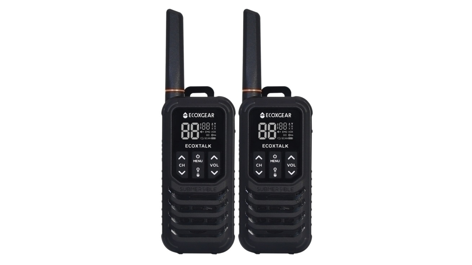 EcoXgear EXG200-2PK Twin Pack 2W IP67 Handheld 13km UHF Radio 