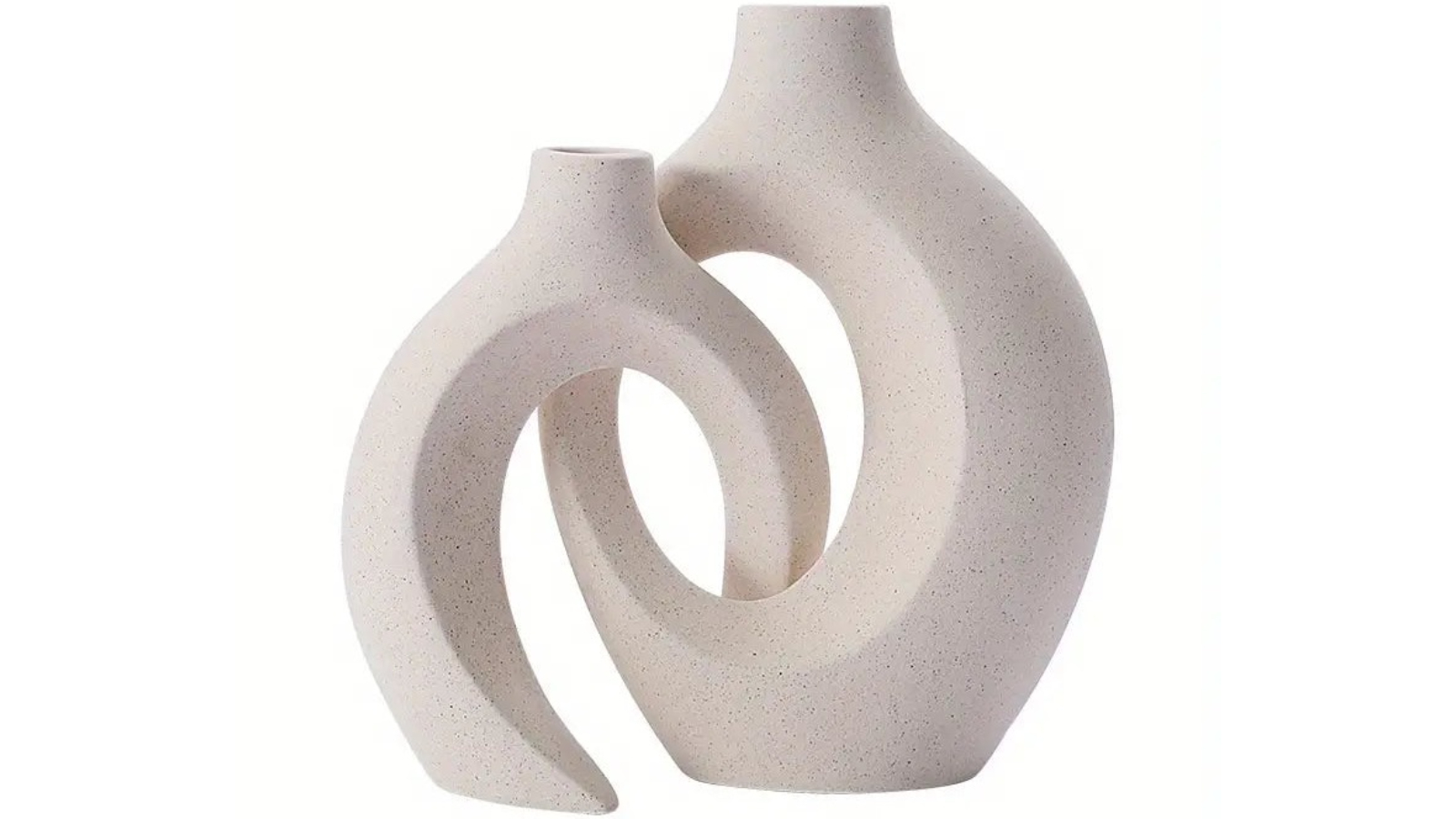 TM Set of 2 White Ceramic Vase