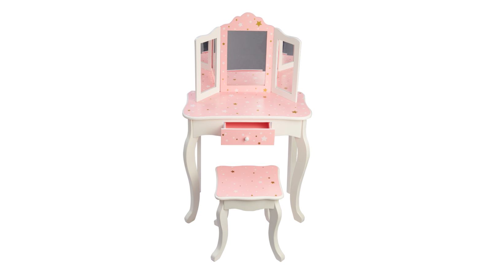Fantasy Fields Gisele Twinkle Star Kids Play Vanity Table and Stool - White and Pink