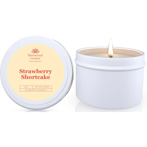 Sherwood Garden Home Fragrances Strawberry Shortcake Soy Candle Tin - 165g