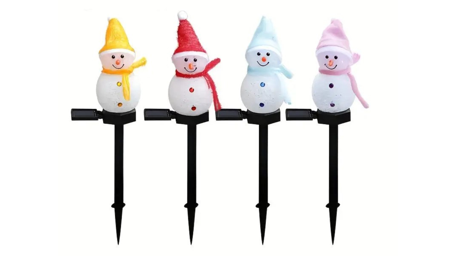 TM Radiant Solar Snowman Quartet Festive Ground Plug-in Light