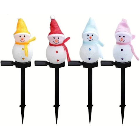 TM Radiant Solar Snowman Quartet Festive Ground Plug-in Light