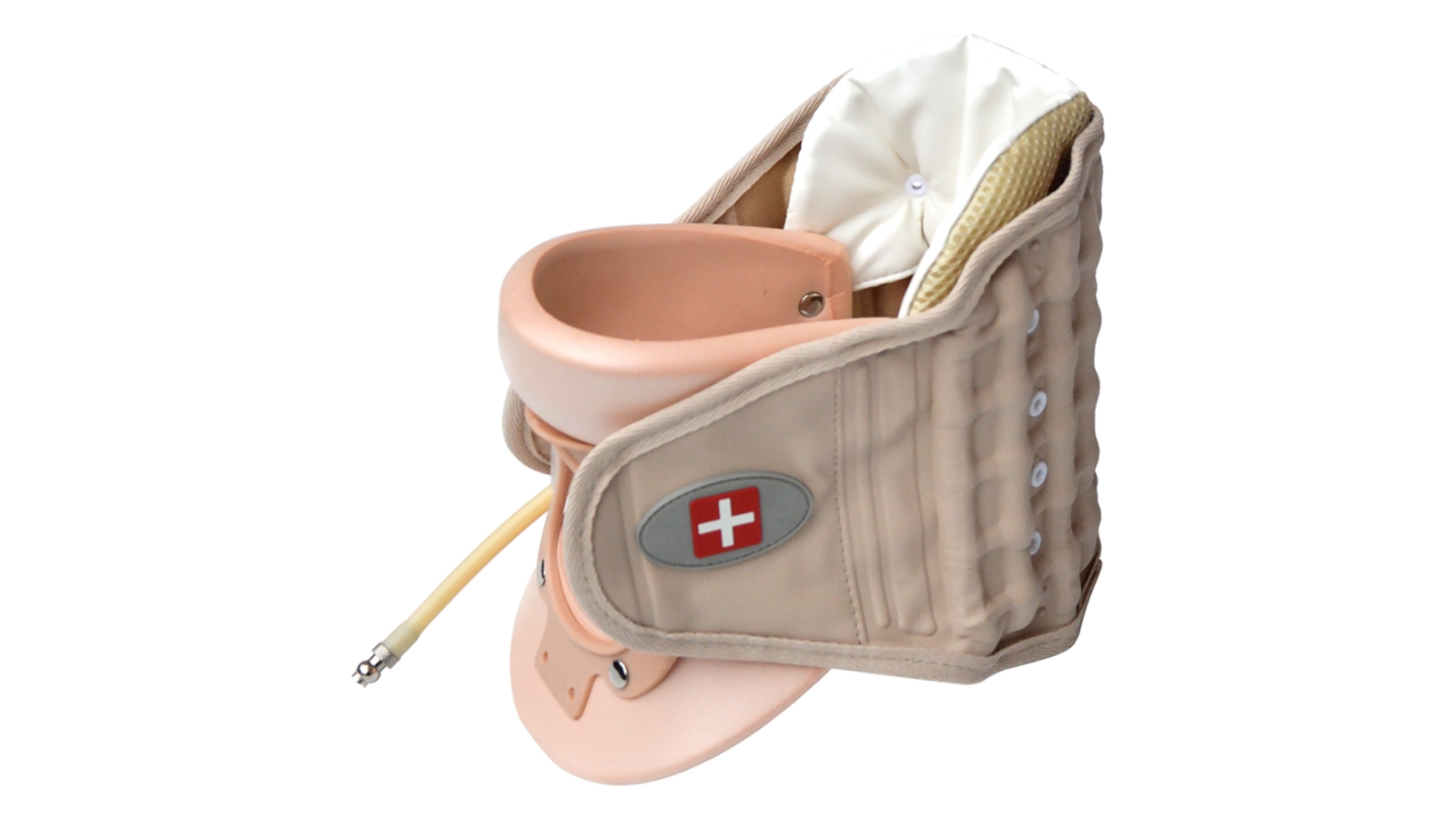 Serrano Neck Traction Air Decompression Support Brace Cervical Collar Hand Pump - Beige