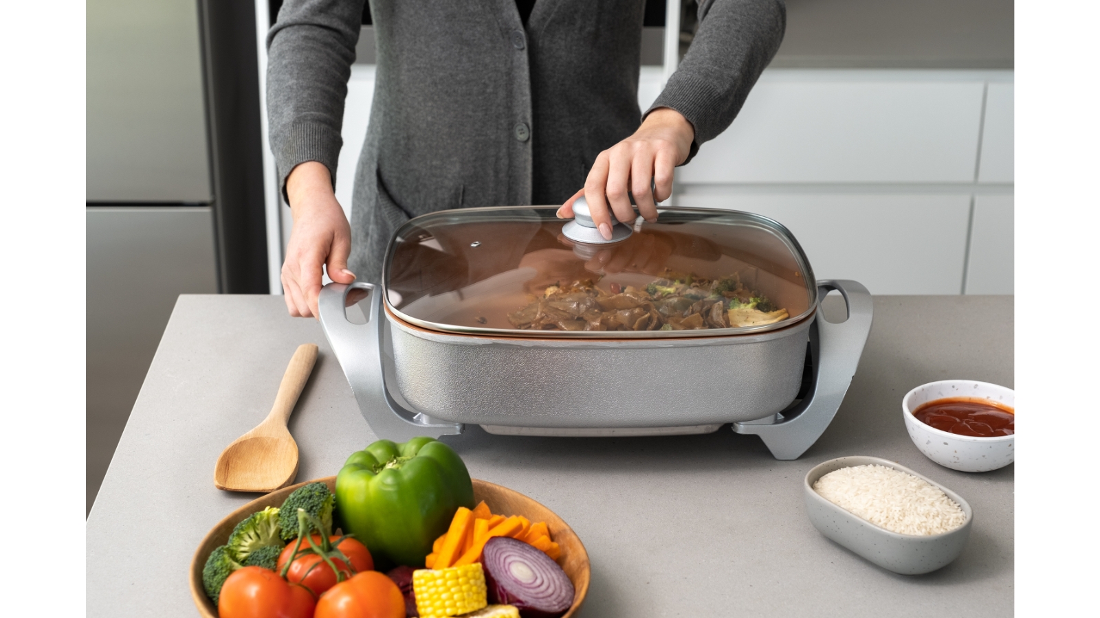 Healthy Choice Copper Electric Fry Pan Harvey Norman