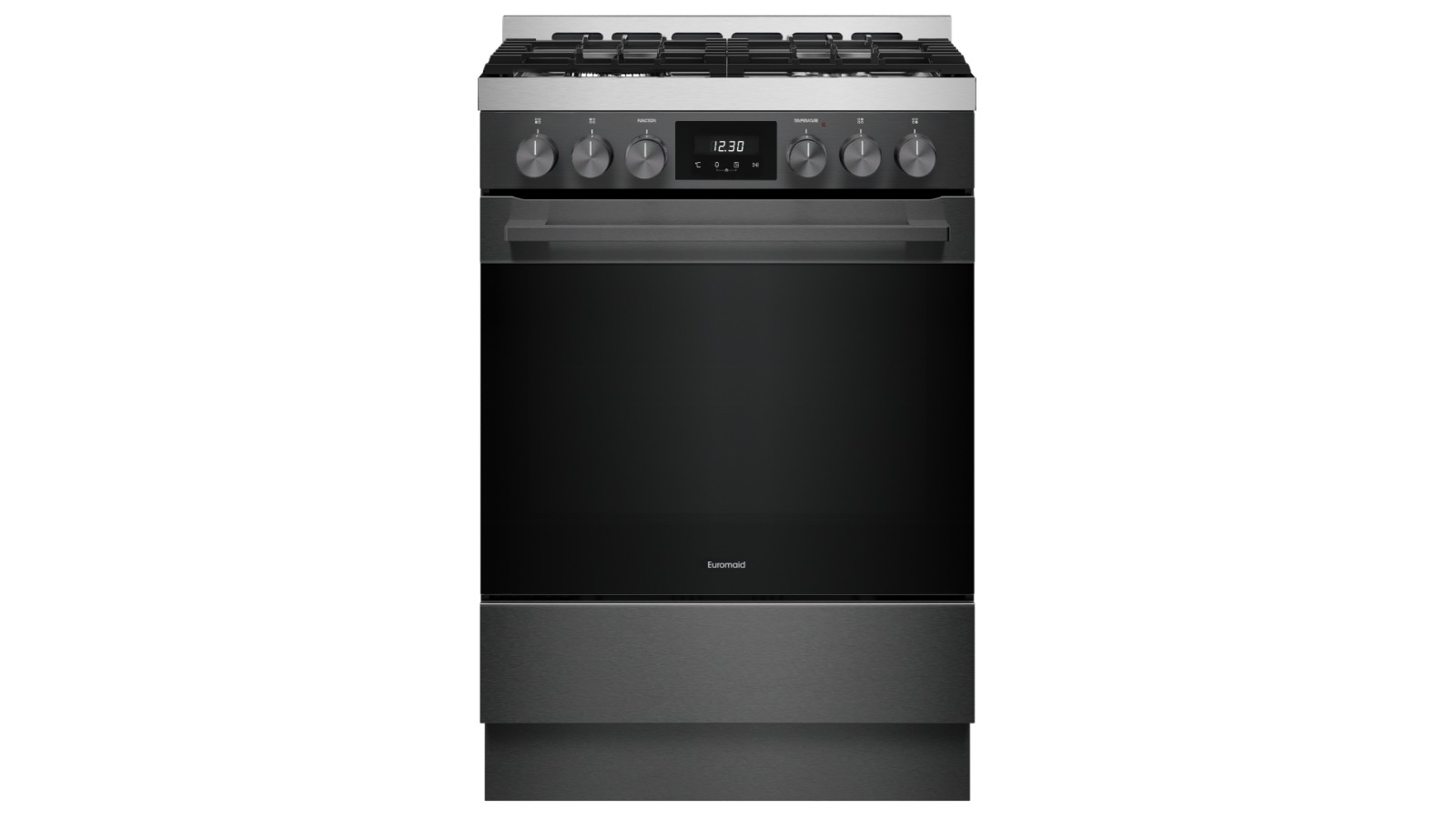 Euromaid 60cm 11 Function Dual Fuel Pyrolytic Freestanding Cooker - Dark Stainless Steel