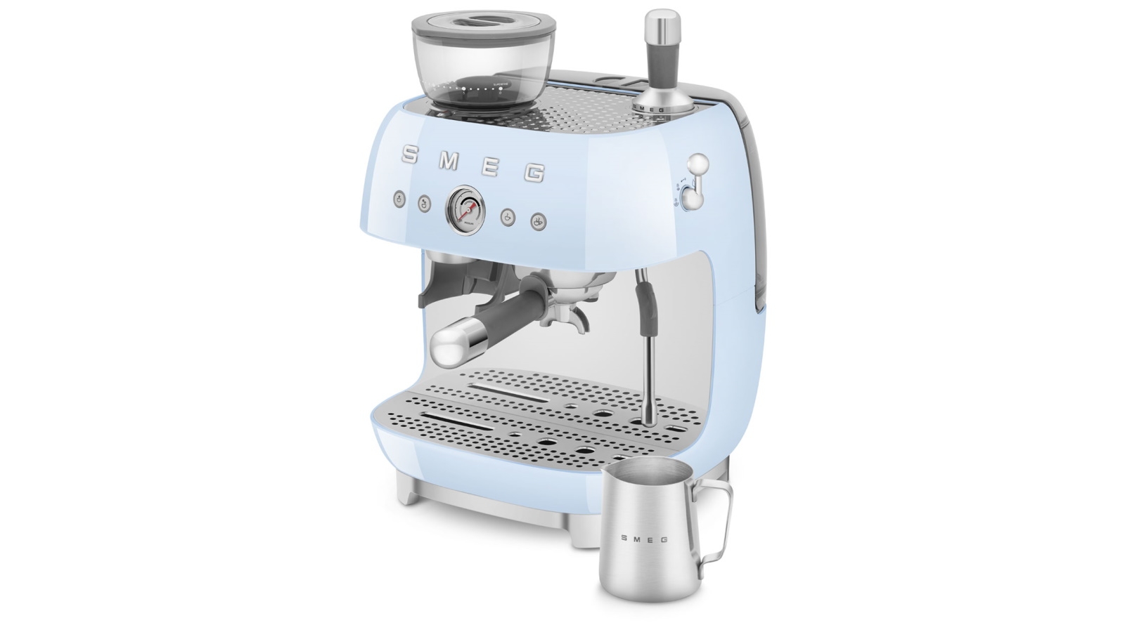 Smeg Beans on Board Espresso Coffee Machine with Grinder Pastel Blue