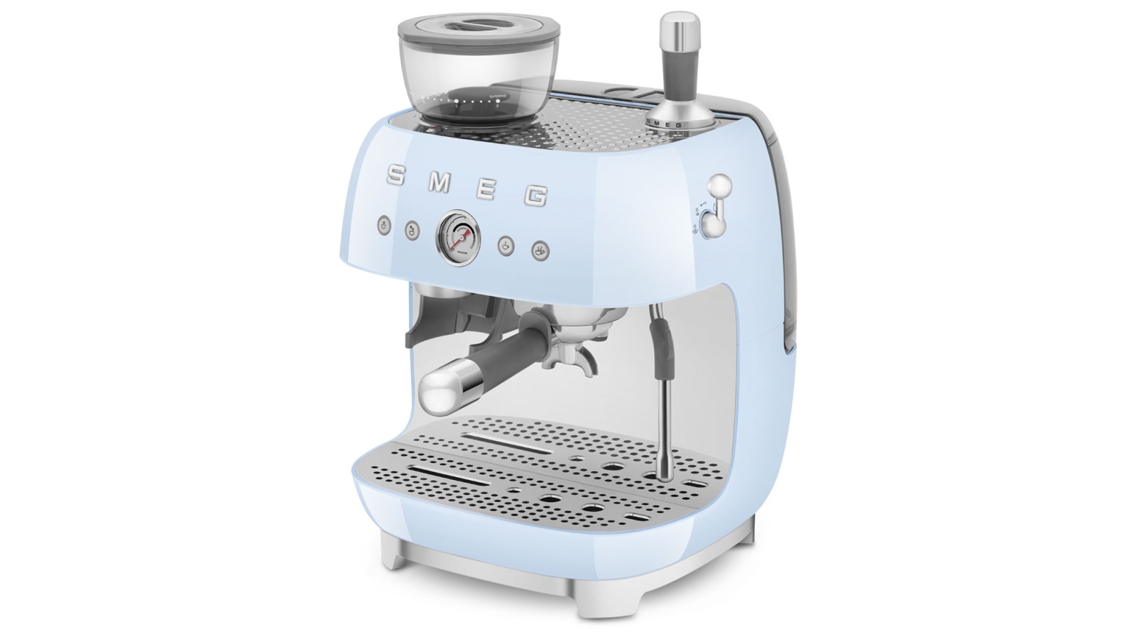 Smeg Beans on Board Espresso Coffee Machine with Grinder Pastel Blue