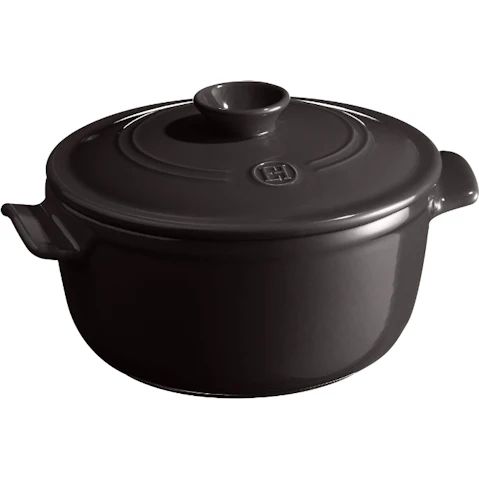Emile Henry Charcoal Round Stewpot - 2.5L