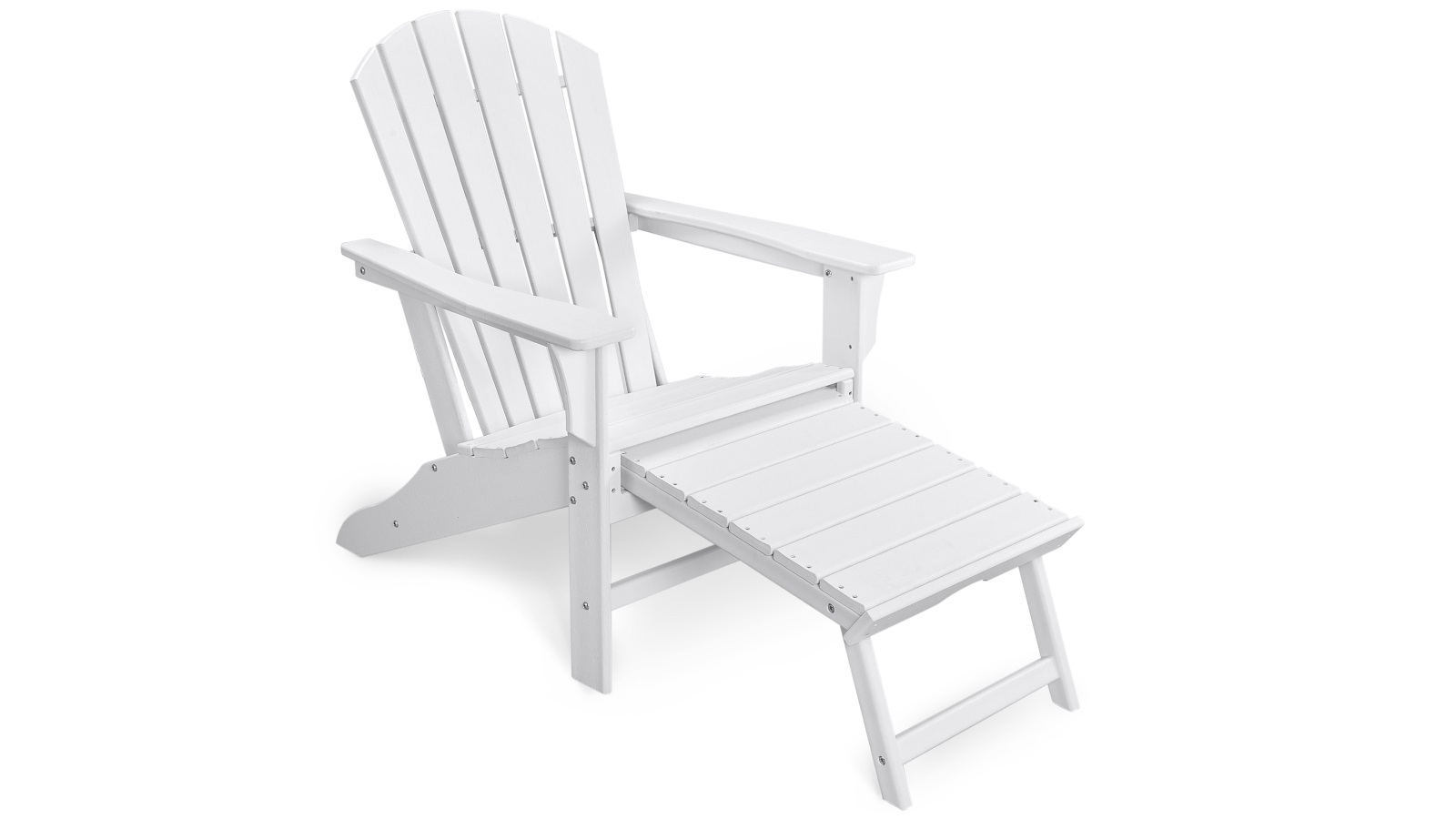 Ehommate HDPE Outdoor Adirondack Chair with Footrest White Harvey