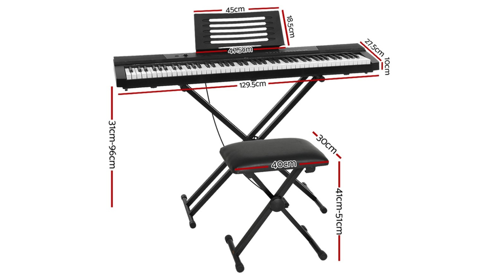 Alpha 88-Key Electronic Piano Keyboard with Pedal Stand Stool