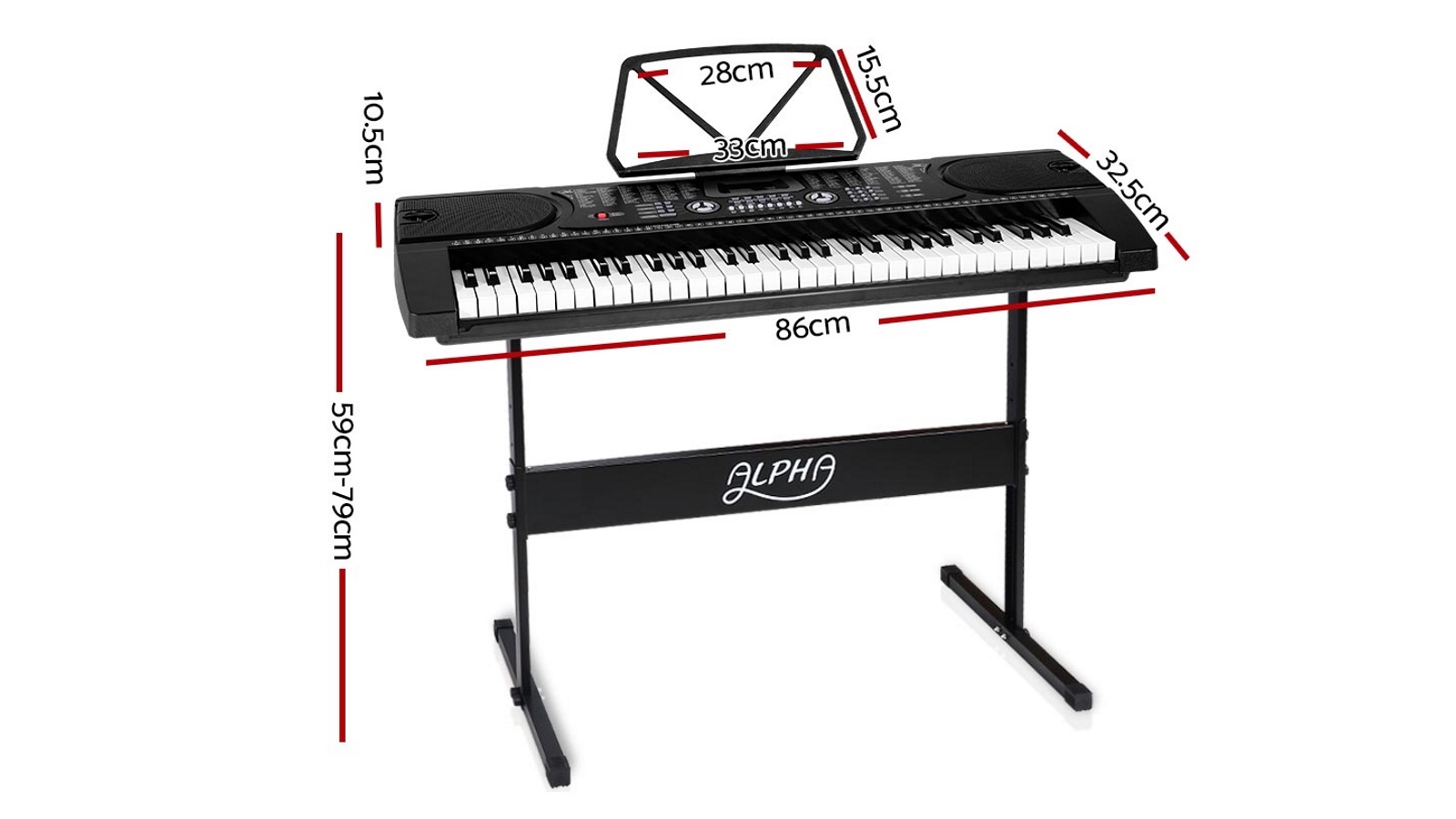 Alpha 61 Keys Electronic Piano Keyboard Black Harvey Norman